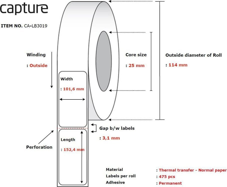 Capture Label 101,6x152,4, Core 25,