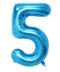 Balon Foliowy Na Hel CYFRA - 5 kolor NIEBIESKI - 80CM