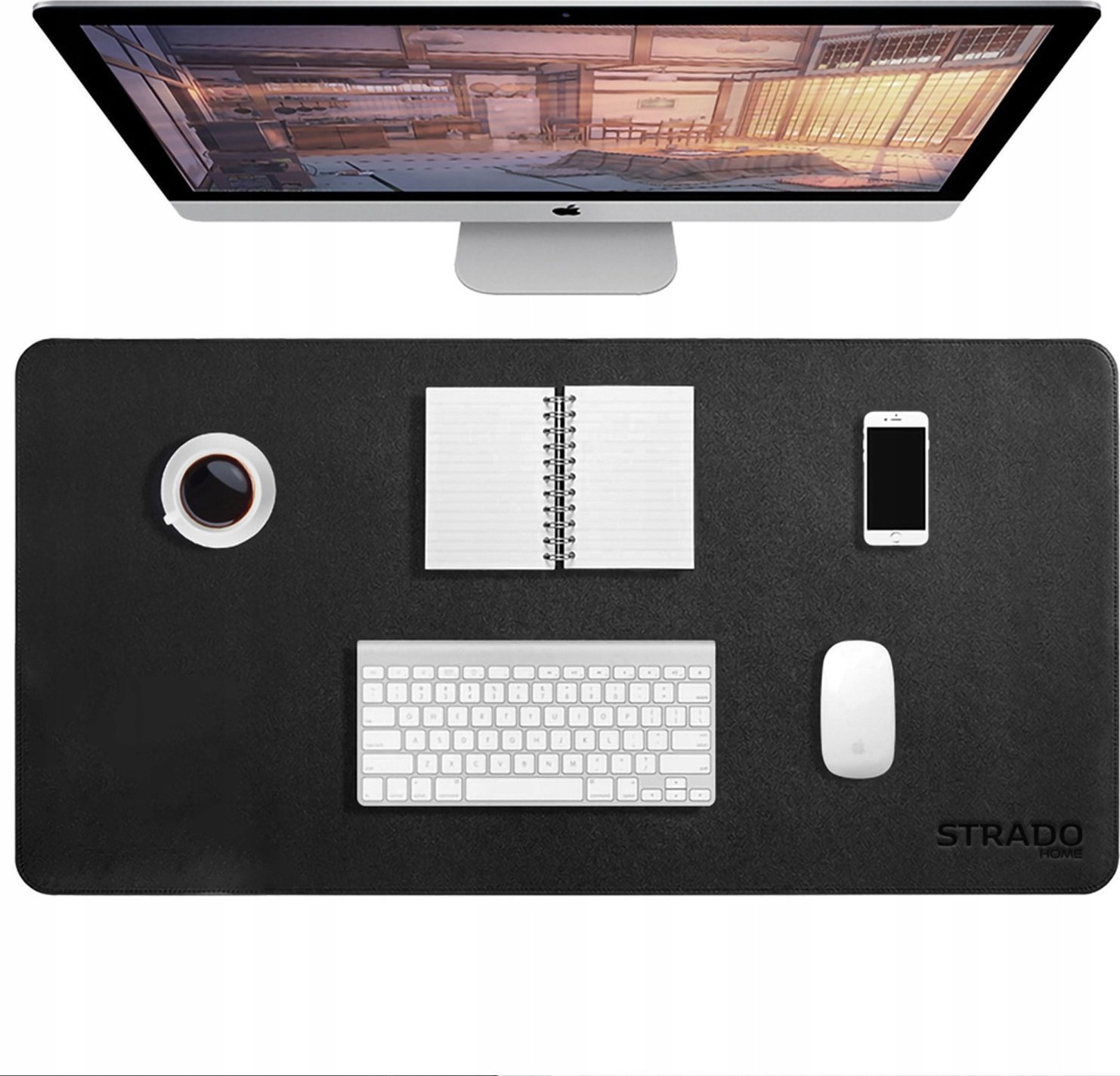 Strado Mata skórzana na biurko 90x45cm Czarna