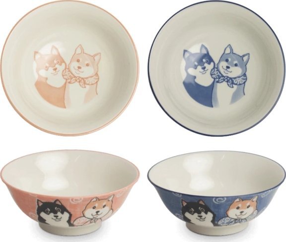 Zestaw 2 japońskich misek do ramenu, udonu różowa i niebieska, Shiba, okrągłe 21 x 8 cm - Emro