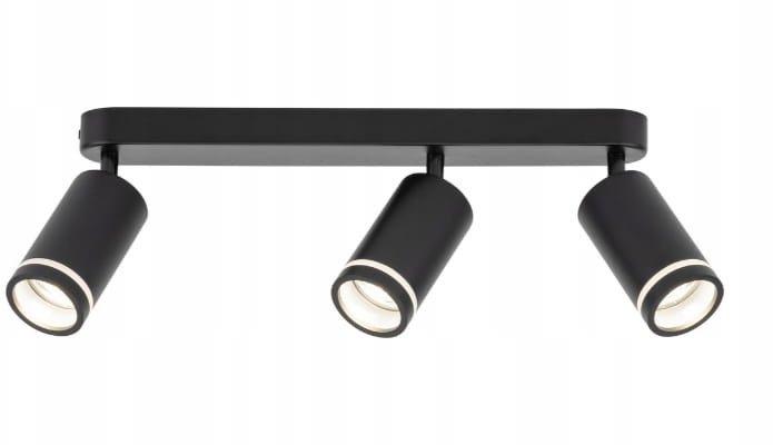 Lampa sufitowa czarna 3xGU10 metalowa Potrójny reflektor natynkowy