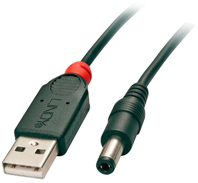 Kabel USB Lindy USB-A - DC 5.5 mm 1.5 m Czarny (70268)