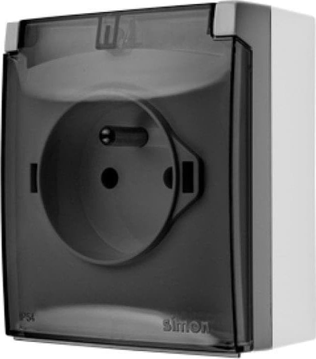 Kontakt-Simon Simon Aquaclick Gniazdo IP44, pojedyncze z uziem., szybkozłącza, klapka transparentna szary ACGZ1C/16A
