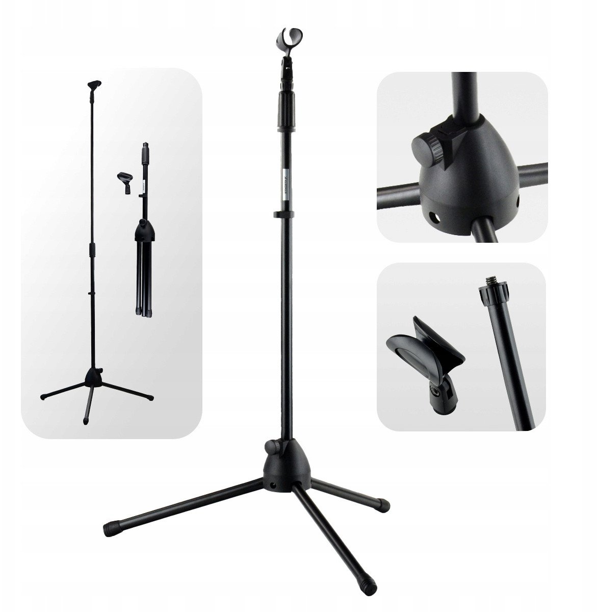 Statyw mikrofonowy podłogowy prosty z uchwytem 84-140 cm HSMB1 Hardman one size