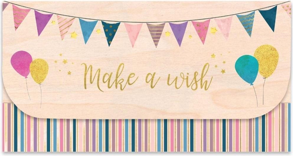 Cozywood Koperta upominkowa drewniana Urodziny balony