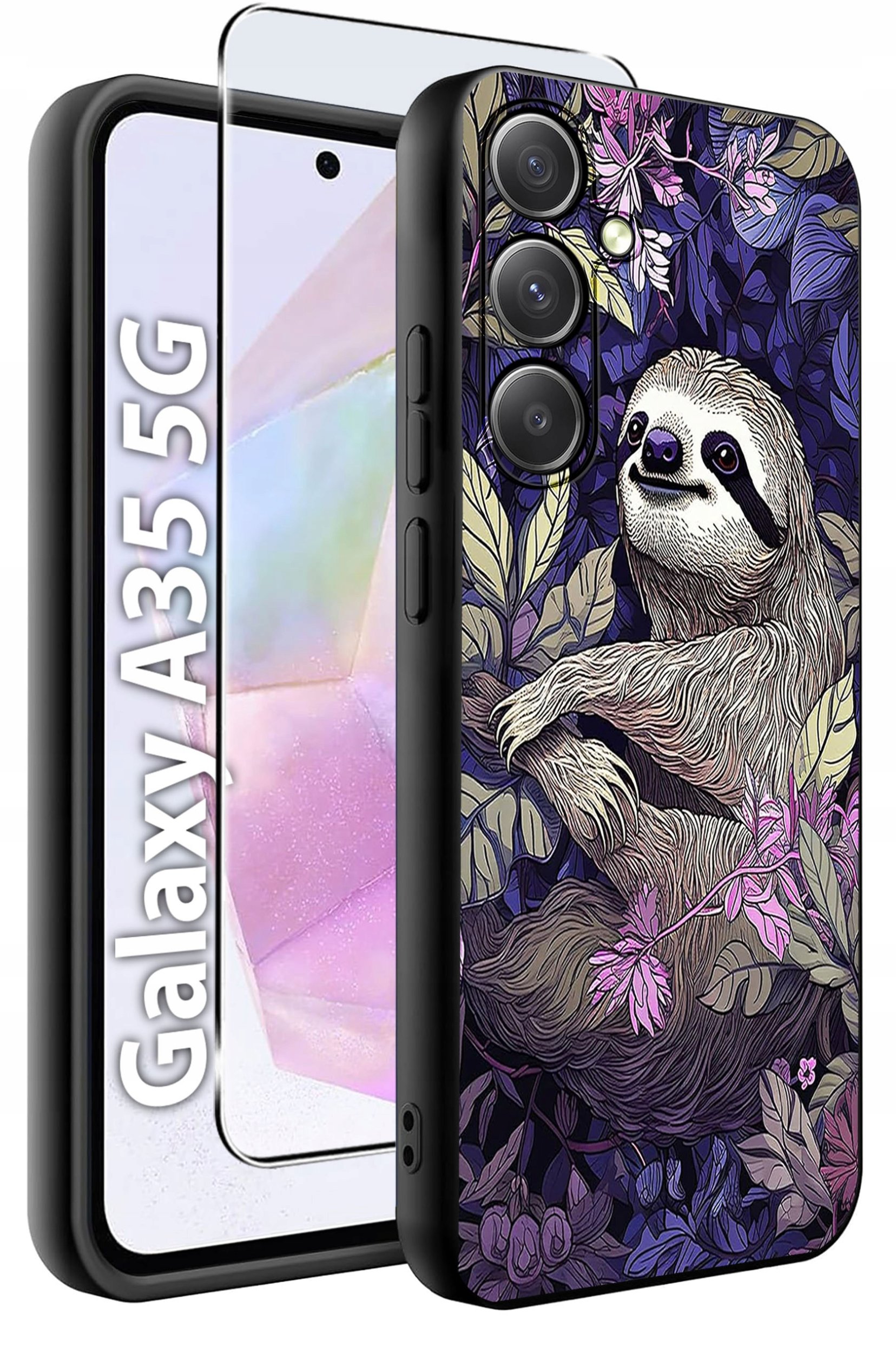 ETUI do Samsung A35 5G WZORY | SILIKONOWE MATT CASE + SZKŁO HARTOWANE 9H