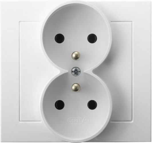 Ospel Gniazdo Kier podwójne z uziemieniem białe (GP-2WZ/00)