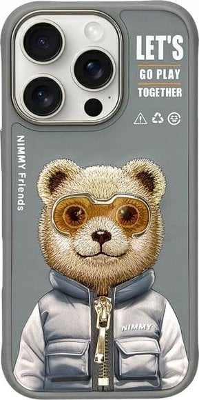 Nimmy iPhone 16 Pro Max 6.9" case gray/grey Cool&Cute 2.0 Bear