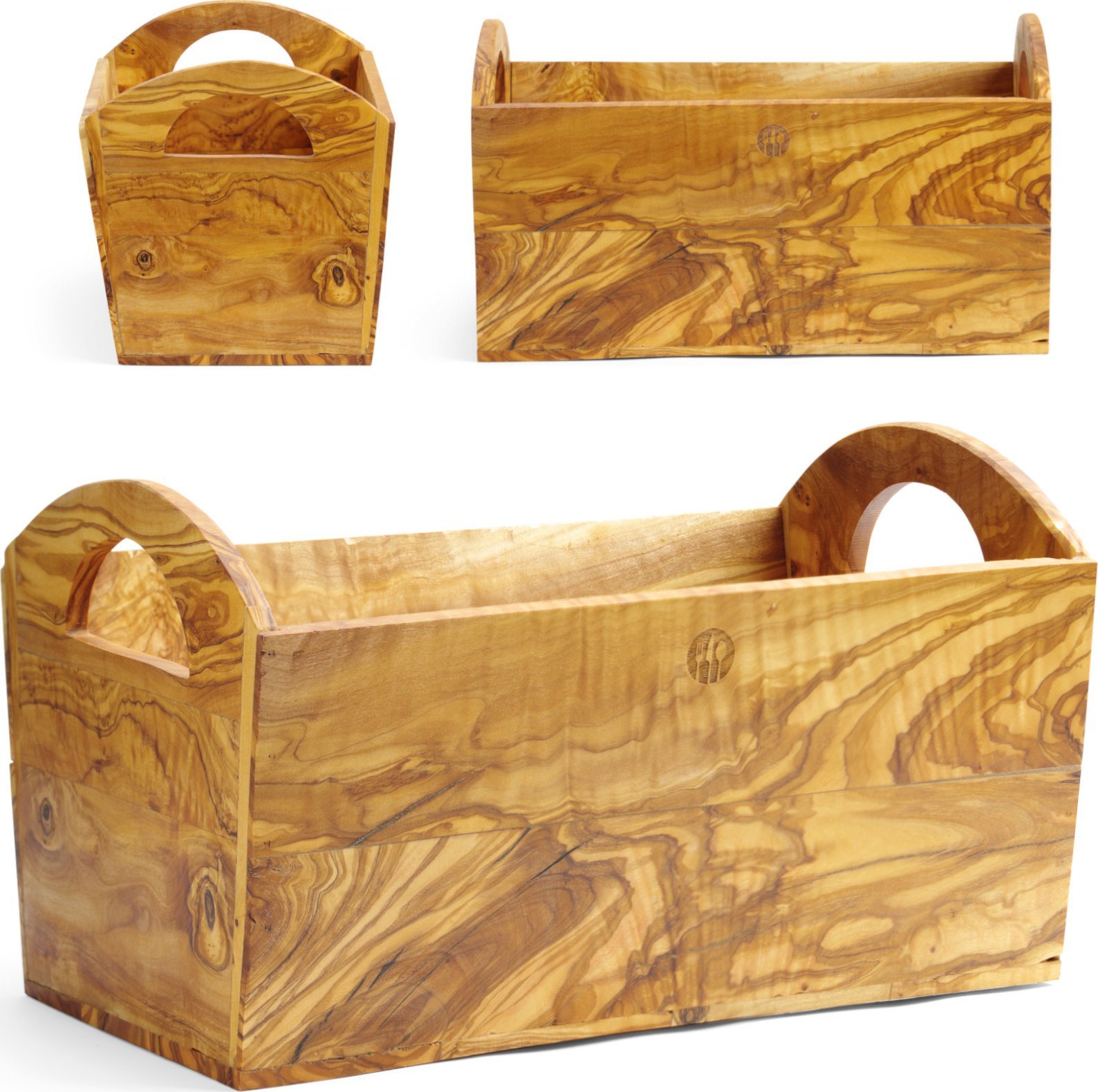 Hendi Pojemnik z drewna oliwnego do serwowania pieczywa sztućców - Hendi 505274 Pojemnik z drewna oliwnego do serwowania pieczywa sztućców - Hendi 505