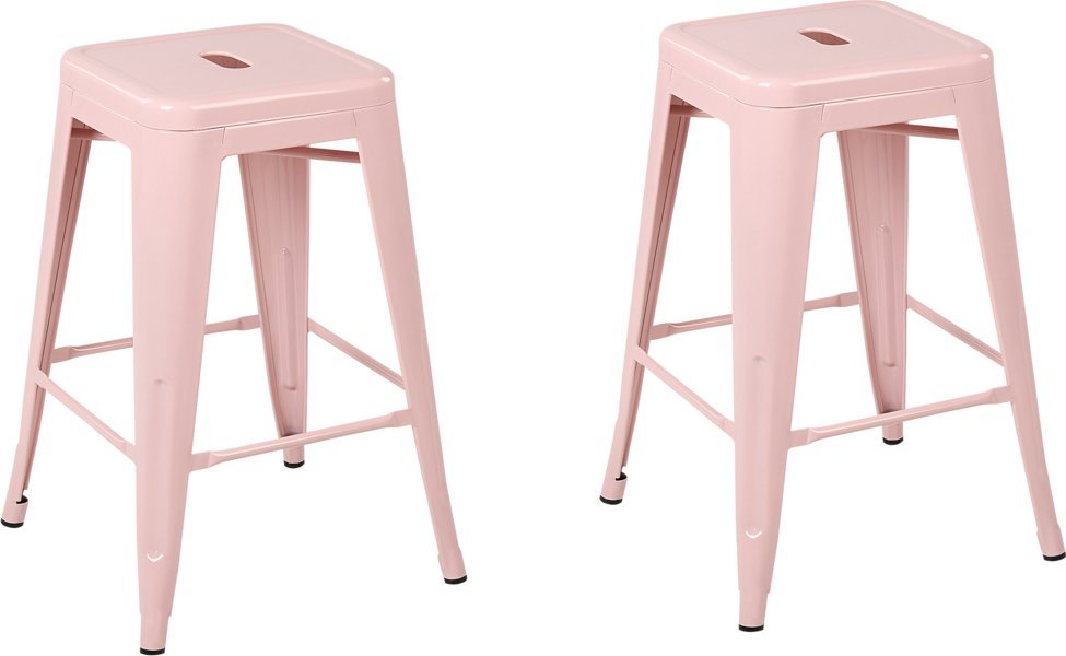 Beliani Zestaw 2 stołków barowych metalowych 60 cm różowy CABRILLO!