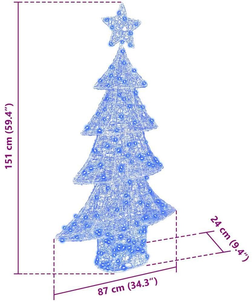 vidaXL Choinka z 160 diodami LED Niebieski 150 cm Akryl