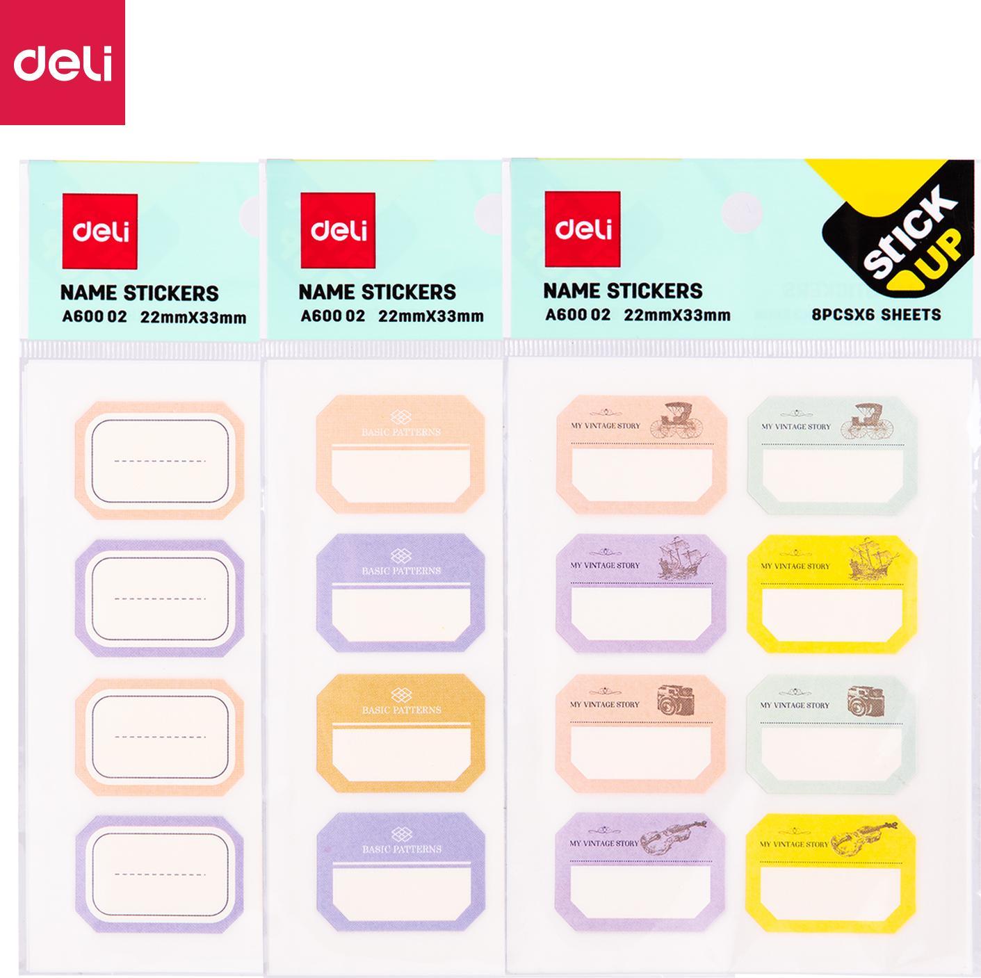 Deli NAKLEJKA OPISOWA DELI A60002 8 SZTUK * 6 KARTEK