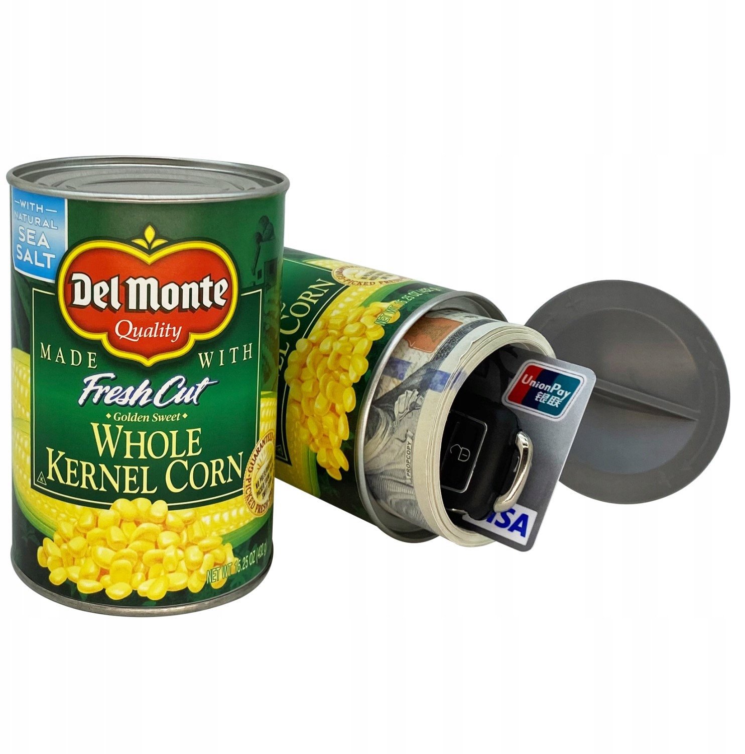 Skrytka na pieniądze klucze drobiazgi SEKRETNA PODÓŻNA PUSZKA Kukurydza