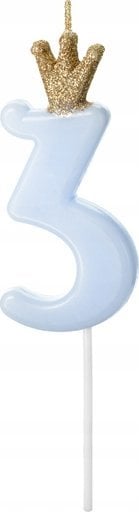 Świeczka urodz.Cyferka 3 j.nieb.9,5cm 71725