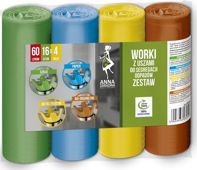 Anna Zaradna Worki do segregacji odpadów 60L 64szt. (63329)