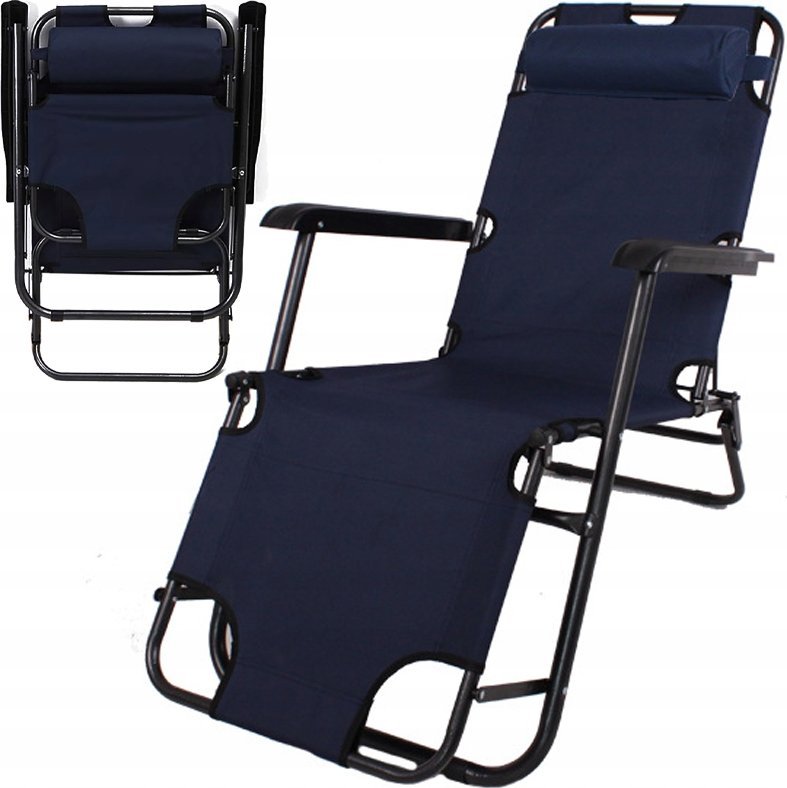 LEŻAK OGRODOWY FOTEL PLAŻOWY TURYSTYCZNY ROZKŁADANY WYGODNY MOCNY KL-09