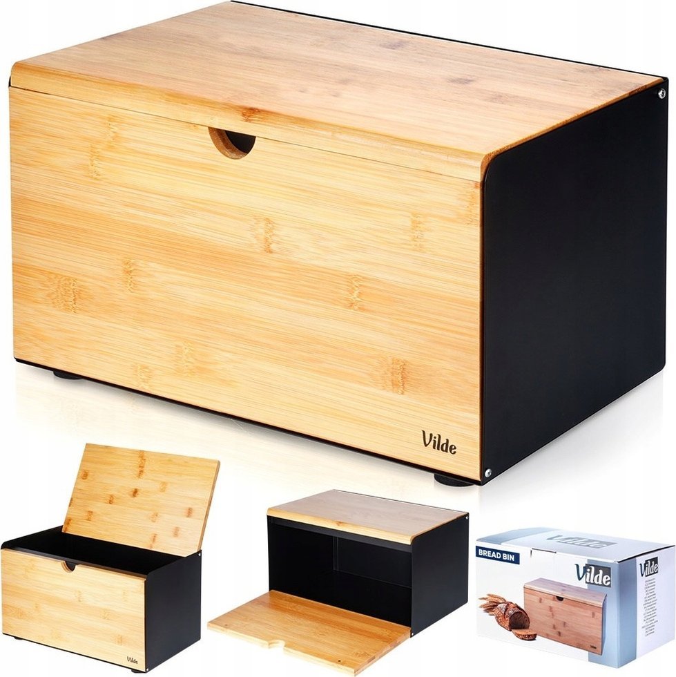 Chlebak Vilde Chlebak Metalowy Drewniany z Podwójną Pokrywą VILDE 35,5 x 22 x 20,5 cm