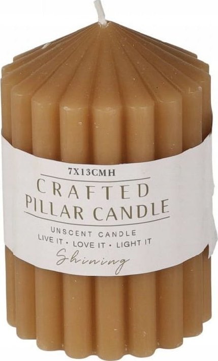 Koopman Świeca dekoracyjna prążkowana stołowa 7x13cm parafinowa bezzapachowa