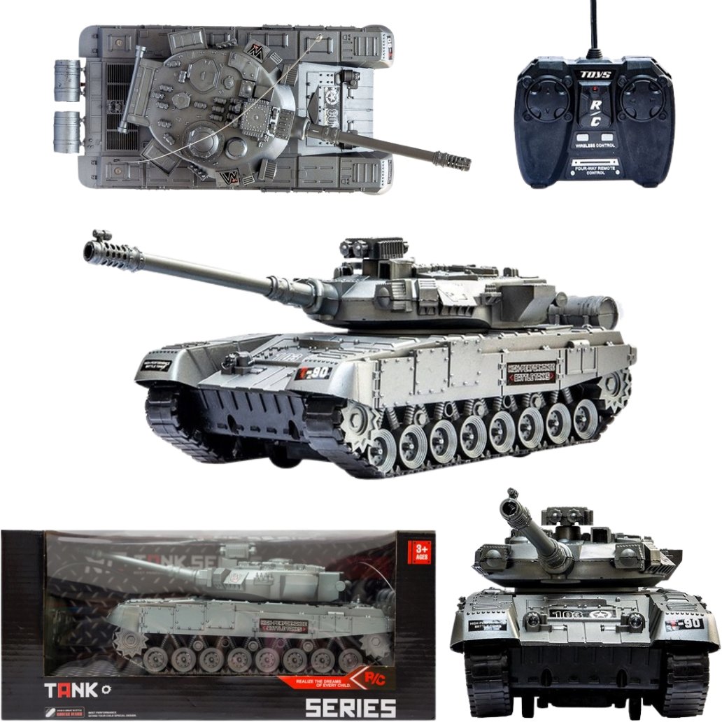 Czołg wojskowy zdalnie sterowany, światło i dźwięk, stalowy