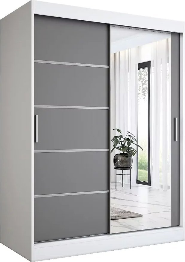 Elior Szafa przesuwna 150 cm biel + antracyt - Lorenza 4X