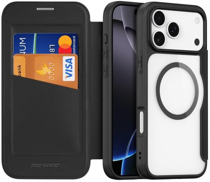 Etui Dux Ducis Skin X Pro na iPhone 17 Pro Max z portfelem, kompatybilne z MagSafe - czarne
