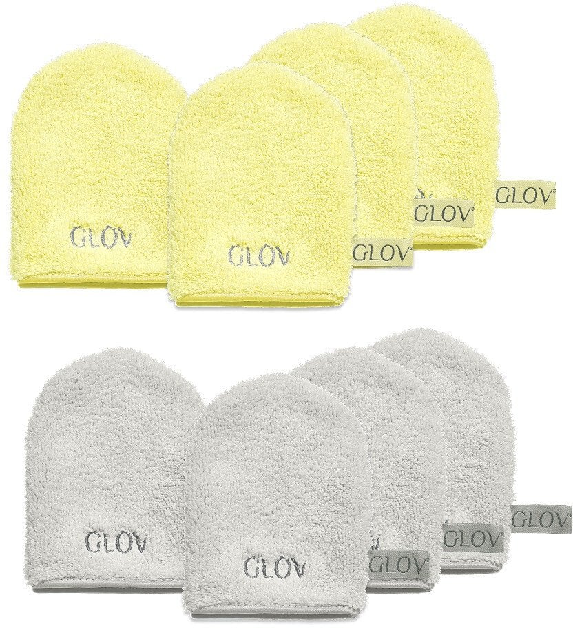 Glov Water-Only Skin zestaw rękawiczek do demakijażu i oczyszczania twarzy Baby Banana 4szt + Silver Stone 4szt