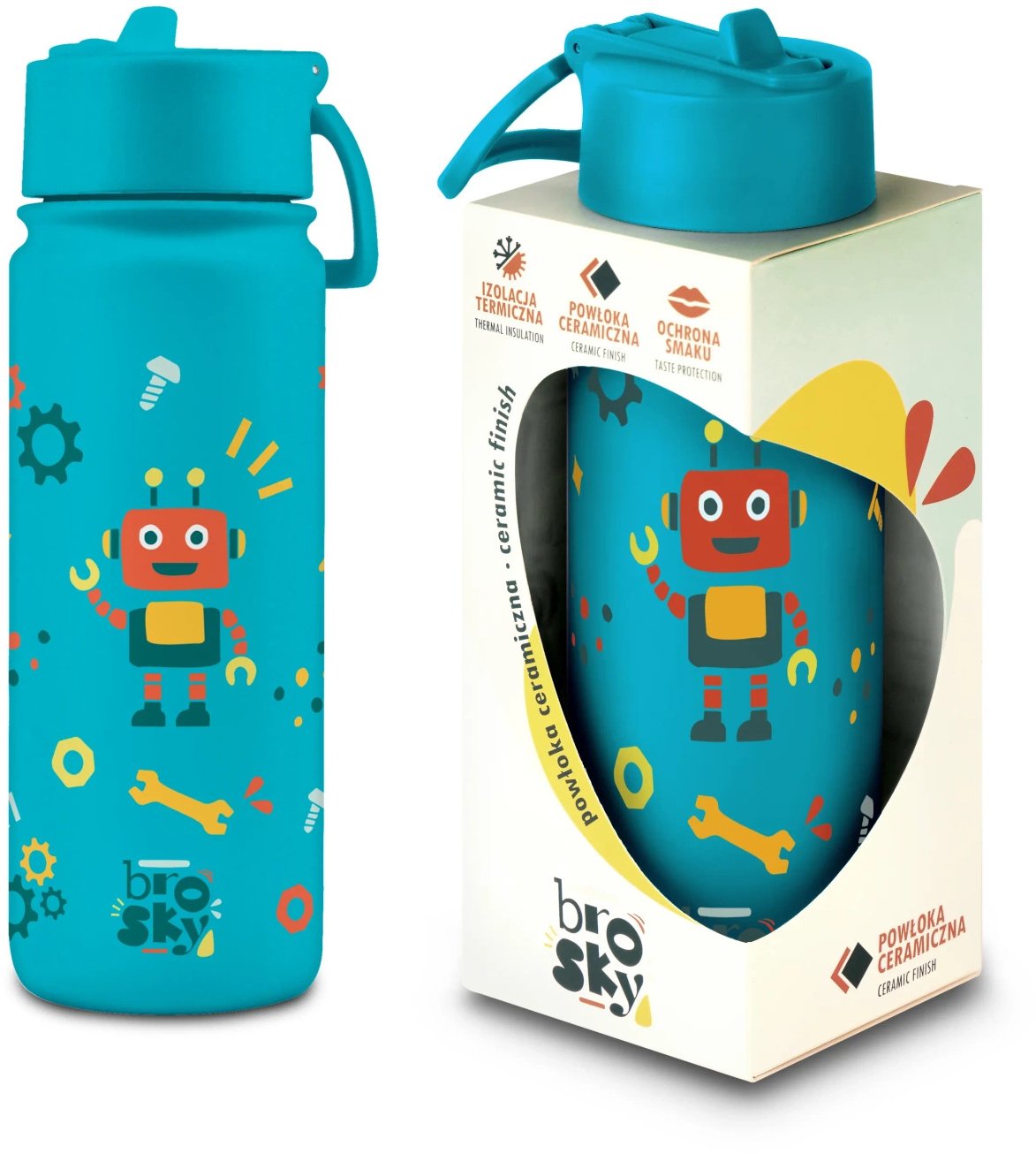 Brosky Butelka na wodę dla dzieci w morskim wzorze 550 ml