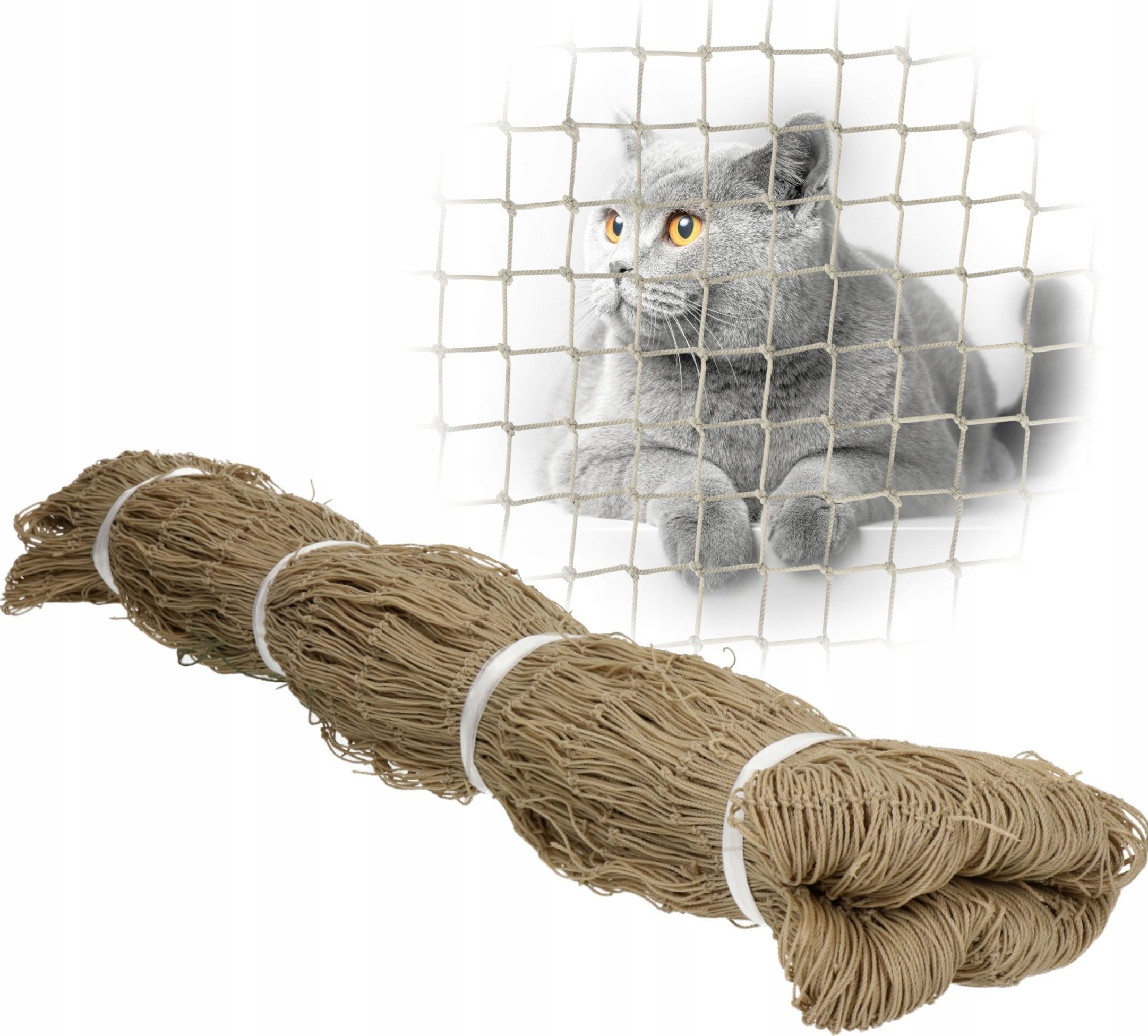 SIATKA WZMOCNIONA DRUCIKIEM "LIGHT" NA BALKON - ROLKA 4X3M MARKA BEZPIECZNE KOTY