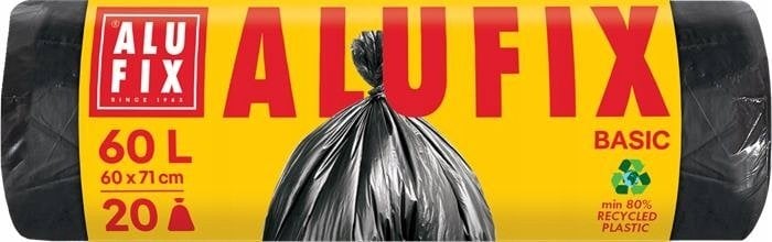 Worki na śmieci ALUFIX Economy, HDPE, 60l, 20 szt., czarna
