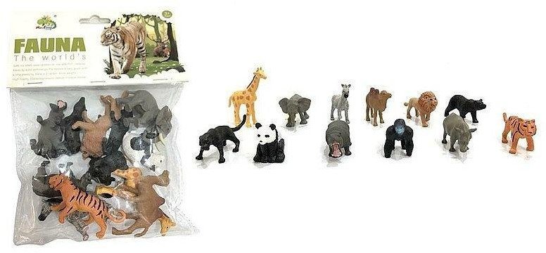 Zestaw 12 dzikich zwierząt PCV 20x16cm