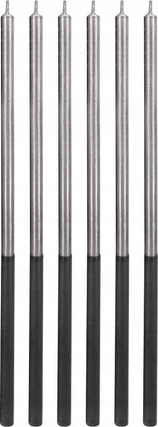 Party Deco ¦wieczki urodzinowe Platinum srebrne 14,5cm 6szt