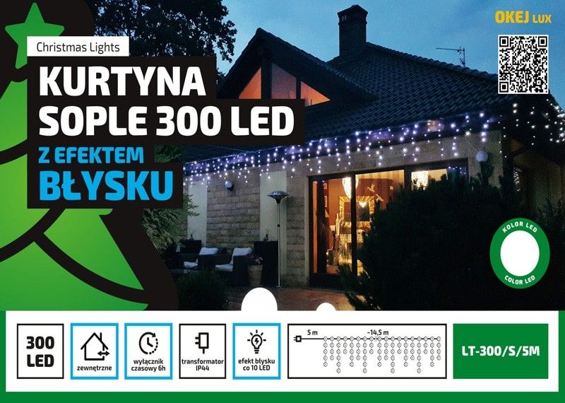 Lampki choinkowe Multimix.pl 300 LED białe ciepłe