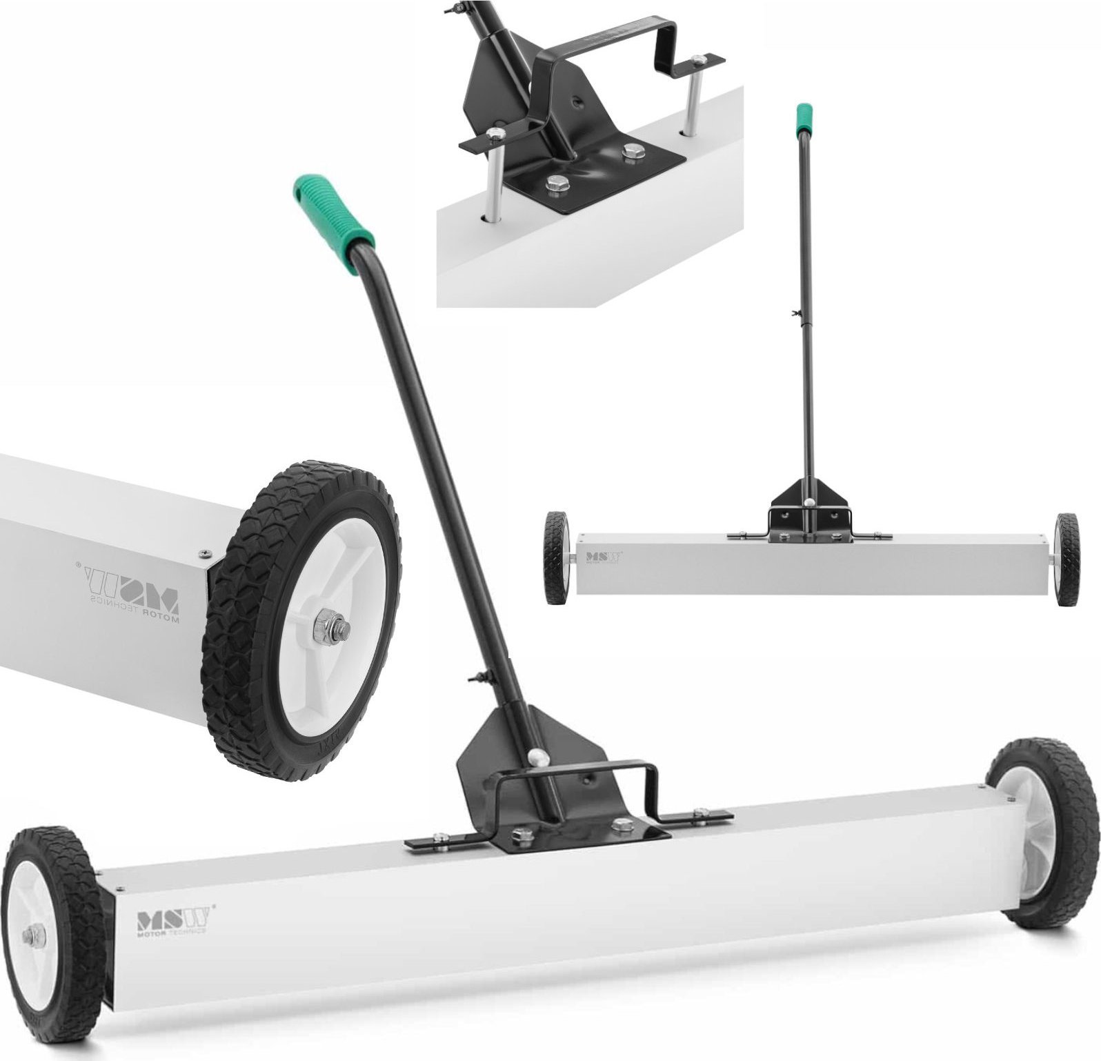 MSW Miotła zamiatarka magnetyczna do zbierania opiłków gwoździ na kółkach szer. 90 cm Miotła zamiatarka magnetyczna do zbierania opiłków gwoździ na kó