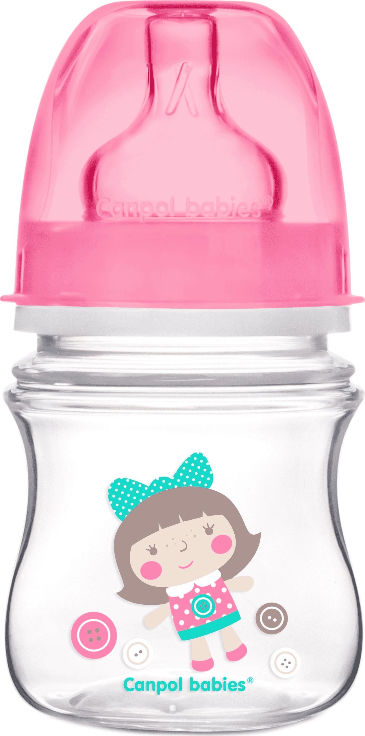 Canpol Butelka szeroka antykolkowa Toys różowa 0m+ 120ml