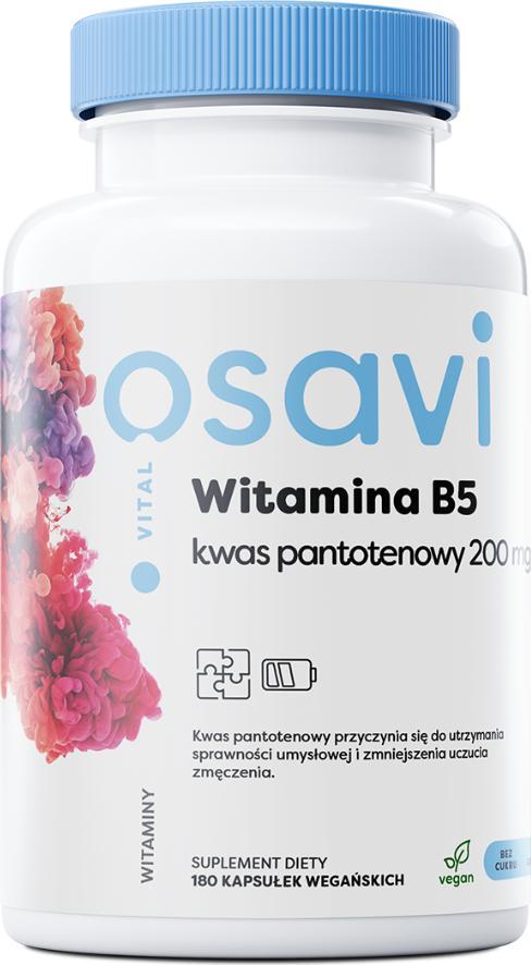 Osavi Osavi Witamina B5 Kwas Pantotenowy 200mg 180 kapsułek - WYSYŁAMY W 24H!
