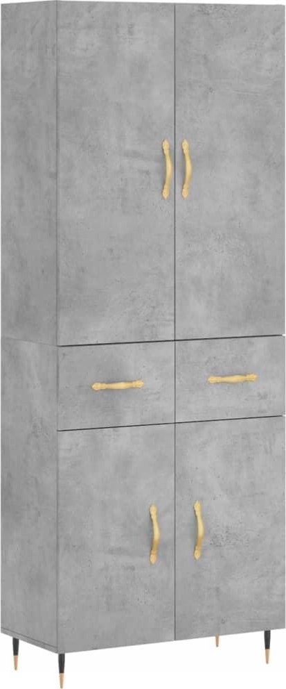 vidaXL Witrynka, szarość betonu 69,5x34x180 cm materiał drewnopochodny