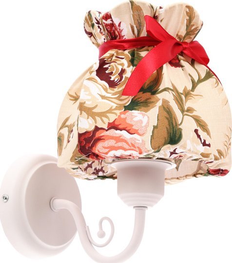 Kinkiet Candellux ROZANO lampa kinkiet biały 1x40W E27 abażur kwiatowy