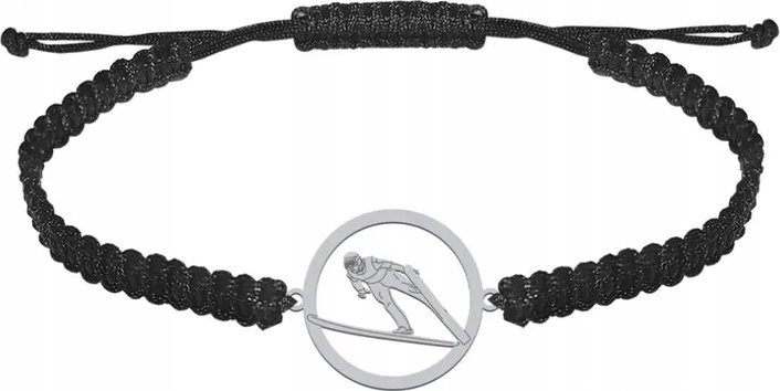 Radziszewska Jewellery BRANSOLETA MĘSKA SKOKI NARCIARSKIE SKOCZEK MAKRAMA SREBRO 925 GRAWER