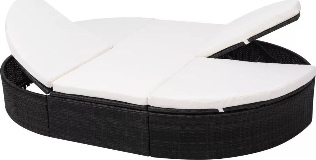 vidaXL łóżko ogrodowe z poduszką, polirattan, czarne (42940)