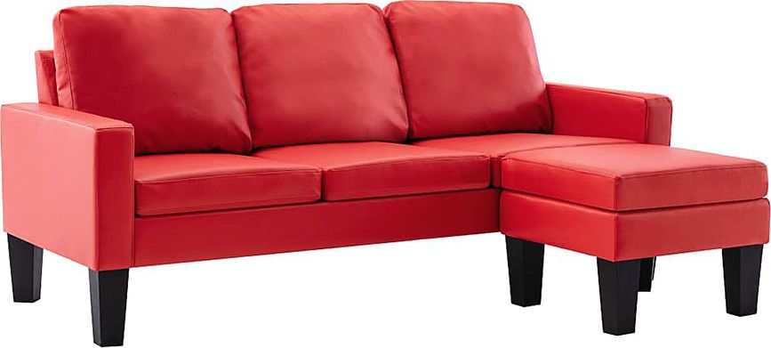 Elior 3-osobowa sofa z ekoskóry z podnóżkiem czerwona - Zuria 4Q
