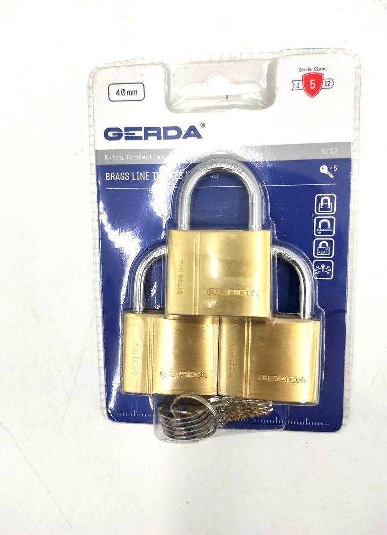 Gerda BRASS LINE KMZ S40 Zestaw 3-triples kłódek mosiężn
