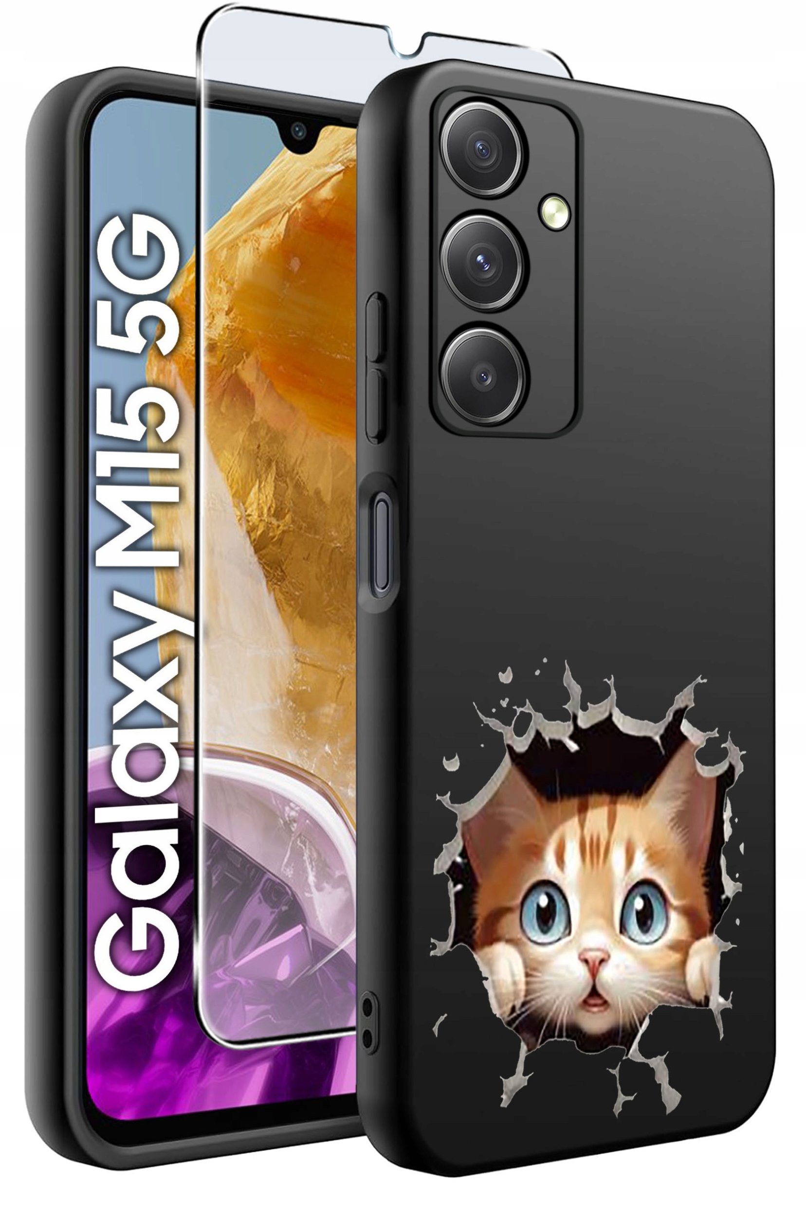 ETUI do Samsung M15 5G WZORY | SILIKONOWE MATT CASE + SZKŁO HARTOWANE 9H