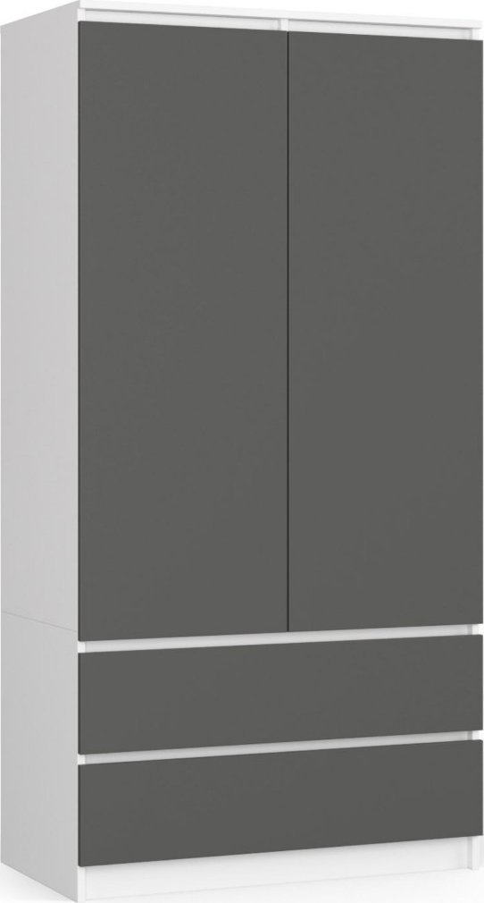 Fabryka Mebli Akord Szafa S 90 cm 2 drzwi 2 szuflady - biała-grafit szary