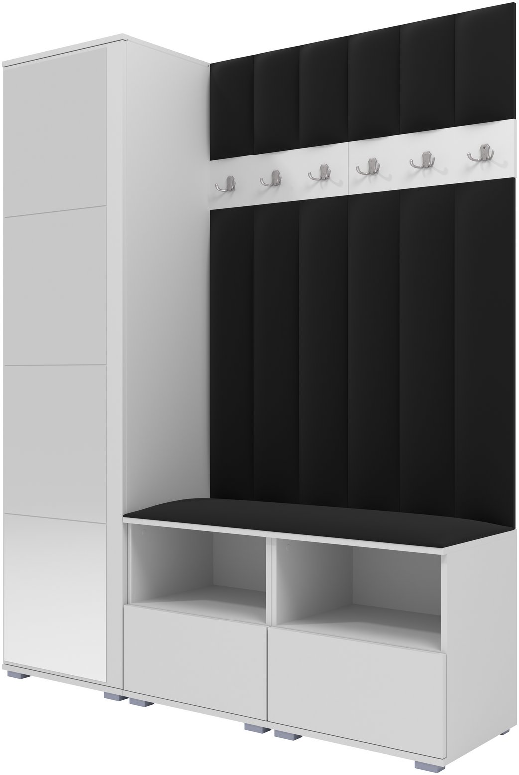 Tapicerowana garderoba Nela II LUX z lustrem - kolor biały + tkanina Trinity 16