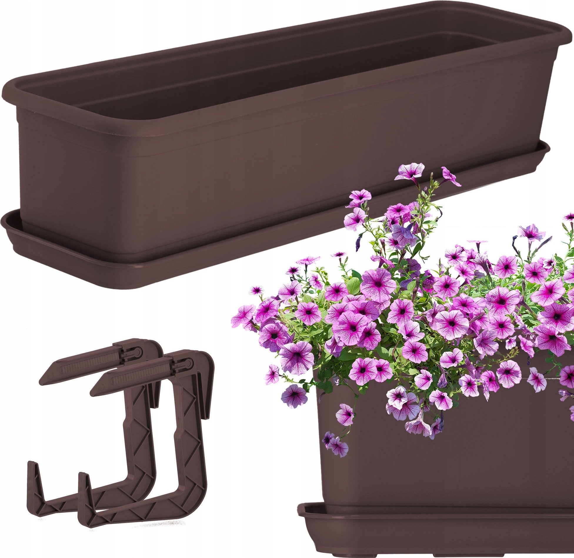 Kadax KADAX Doniczka Skrzynka Balkonowa 60cm + 2 Uchwyty