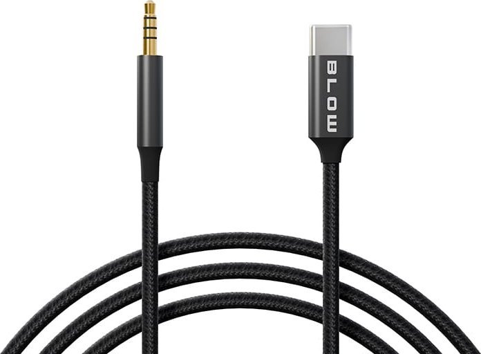 Kabel USB Blow 66-168# Przyłącze usb-c - jack 3,5 1,0m plecionka białe