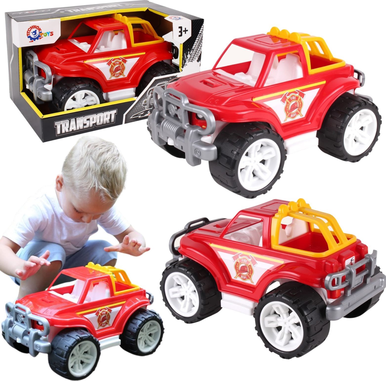 Technok TERENOWY POJAZD STRAŻACKI SAMOCHÓD TERENÓWKA STRAŻ POŻARNA JASNY DESIGN