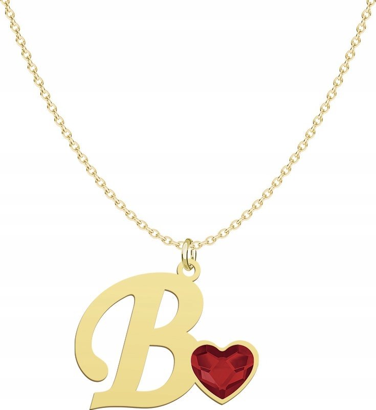Radziszewska Jewellery Pozłacany Naszyjnik LITERA B z sercem DEDYKACJA