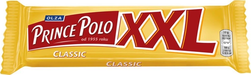 Prince Polo XXL Classic Kruchy wafelek z kremem kakaowym oblany czekoladą 50 g