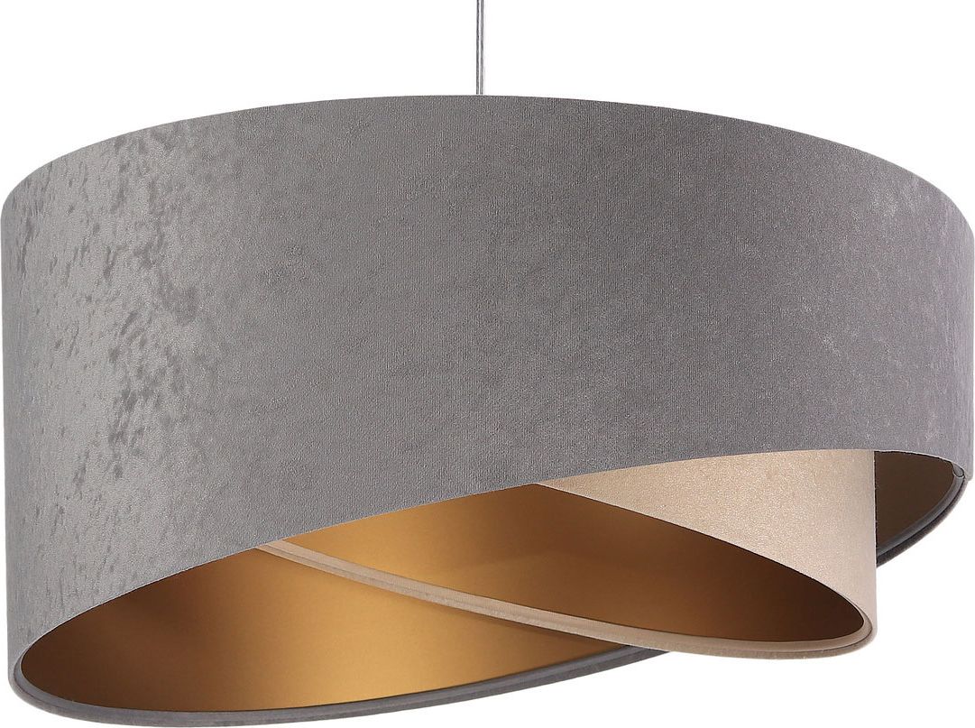Lampa wisząca Lumes Szaro-złota welurowa lampa wisząca - EX987-Felso